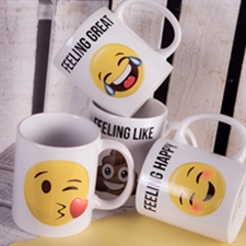 Thumbnail image of four Emoji mugs